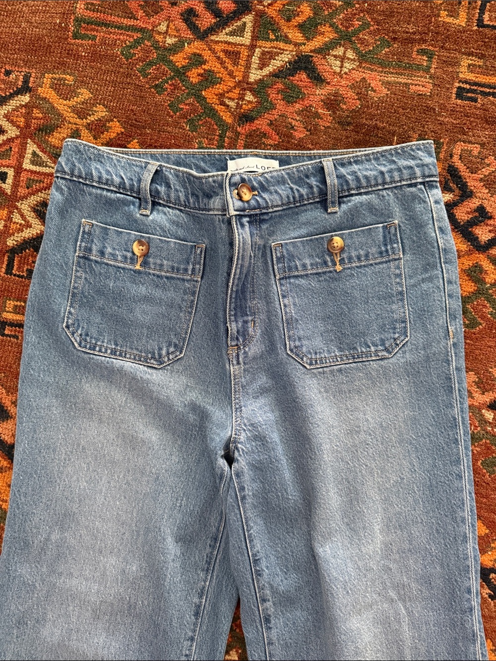 LOFT Curvy Palmer Wide Leg High-Rise Jeans - Picture 3 of 5